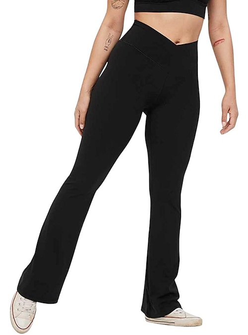 Women's Flare Pants Trousers Black Dark Grey Fashion Casual Daily
