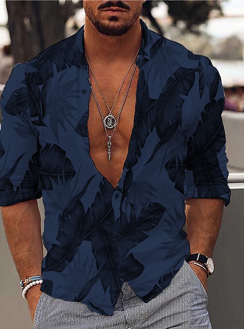 fantasma Están familiarizados he equivocado Hombre Camisa camisa hawaiana Graphic Hawaiian Aloha Hoja de palma Diseño  Cuello Negro / Blanco Azul Piscina Verde Trébol Print Talla Grande Calle  Casual Manga Larga Impresión 3D Abotonar Ropa Moda 2023 - £ 9.88