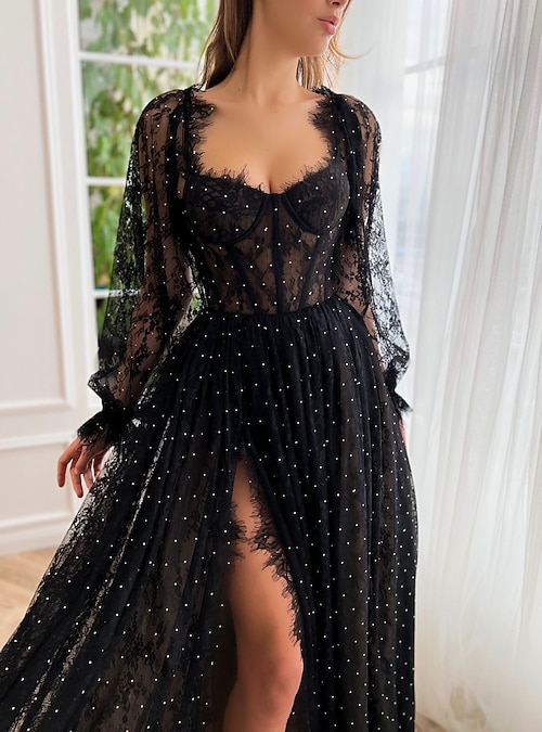 black long sleeve dress wednesday addams Adult Wednesday Dress Black Long Sleeve Evening Gown for Halloween Par Sun Baby