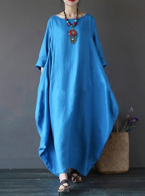 chinese dress ladies Ruffled Cotton-Blend Maxi Dress S/M