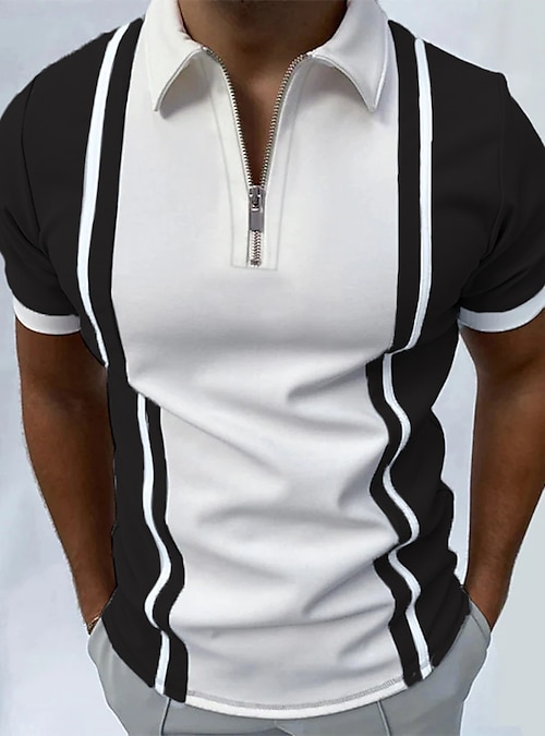 Camisa polo clásica de manga corta para hombre, con cremallera de un  cuarto, blusa de golf, ajuste regular, camisetas deportivas de tenis