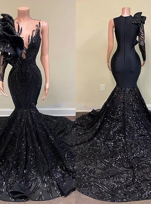 Black Mermaid Trumpet Dress