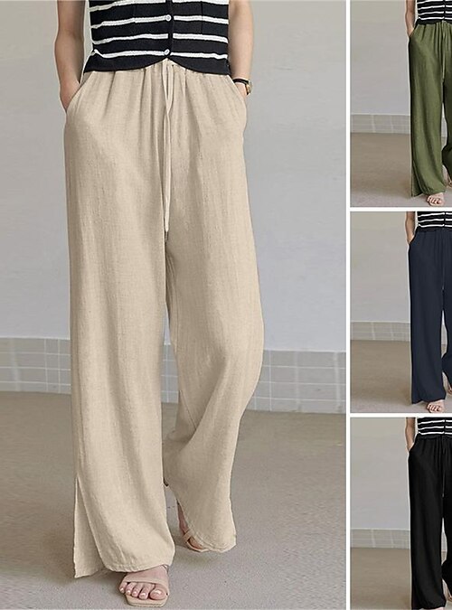 100% algodón Mujer Pantalones de pierna ancha Pantalones de talla grande -   España