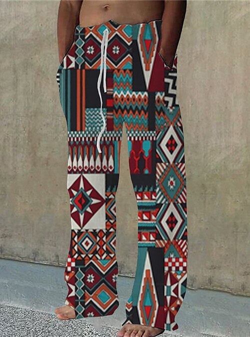 Christmas Geometric Pattern Pants Native American Mens Graphic