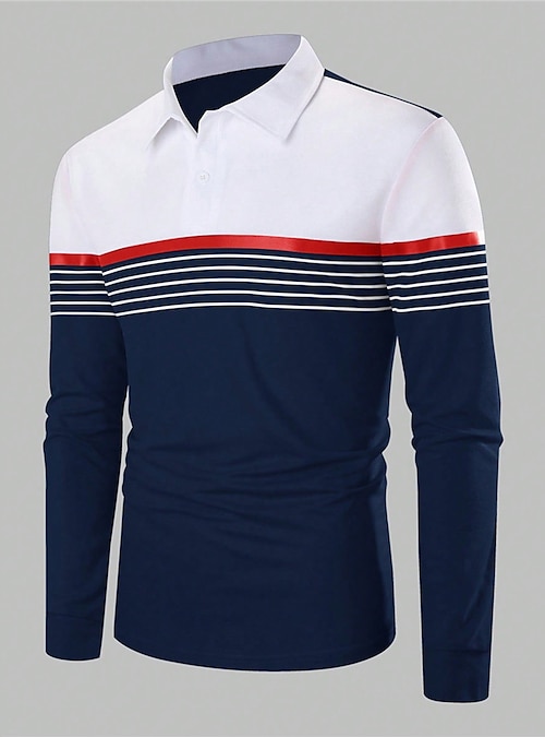 Royal Blue and Green Stripe Long Sleeve Polo - 5 in 2023