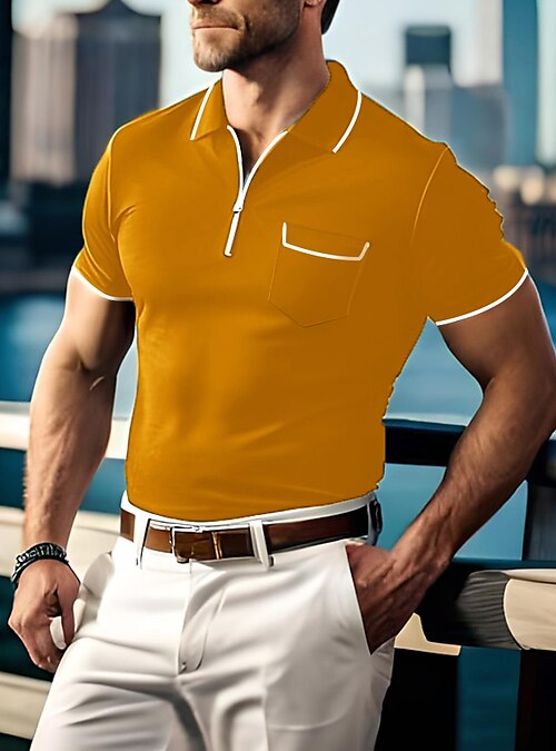 men's zip front polo shirts