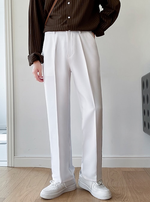 dress pants for graduation Men's Trousers Suit Pants Wide Leg Straight Leg Plain Comfort Breathable Outdoor Daily Going out Fashion Casual Black White 2026 Mid Waist Top 30 Best Graduation Outfits
