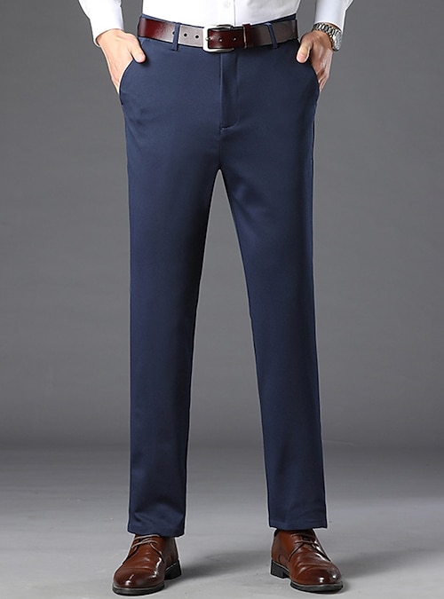 Men's Trousers Dress Pants Slacks Suit Pants Pocket Plain Comfort Soft  Wedding Outdoor Daily Fashion Casual Black Royal Blue 2026 - $18.99