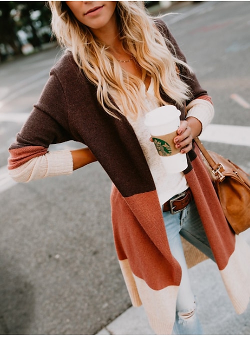 Fall Color Block Sweater - Orange