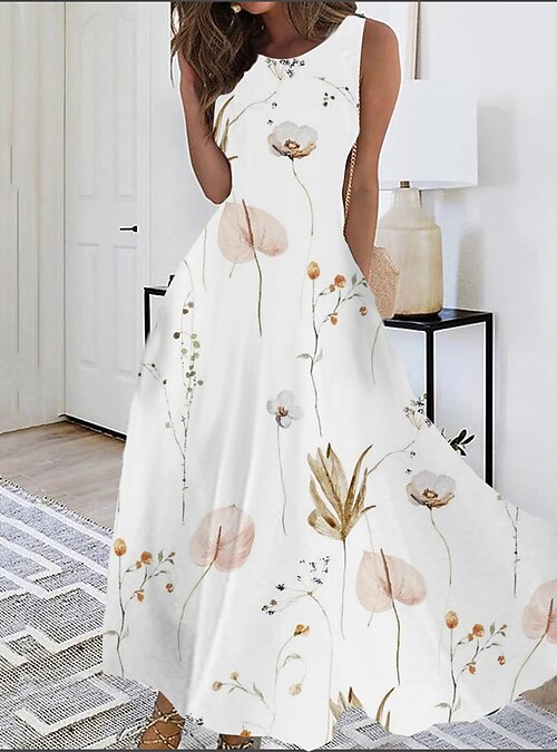 graphic floral maxi dress Prosperina Jocelyn Multi Floral Print Cotton Maxi Dress