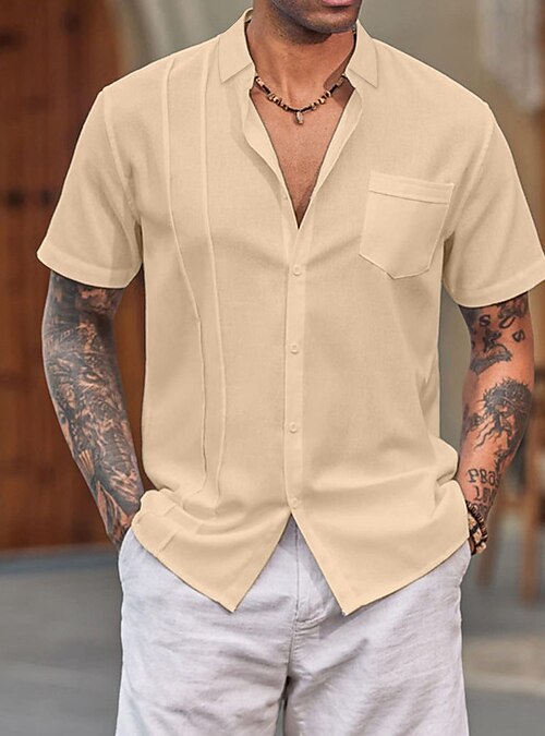 Baseball Men's Shirts Casual Cuban Guayabera Shirt Button Down Short Sleeve  Beach Hawaiian Tee Tops