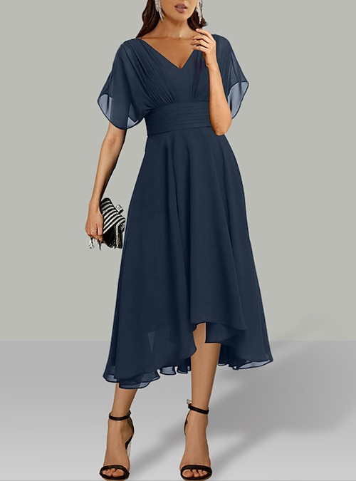 TOWED22 Plus Size Formal Dresses for Women,Women Vintage Dresses, 2022 Tea  Party Dress, Modest Wedding Guest Dress(Blue,L) 