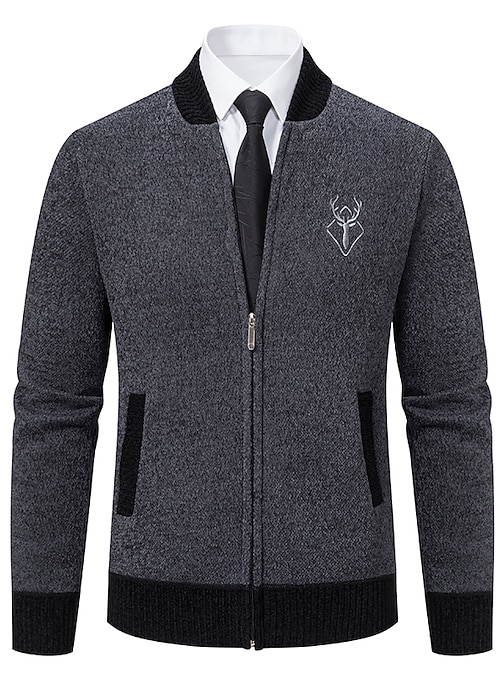 Men's Sweater Cardigan Sweater Mens Dress Sweaters Ribbed Knit Regular Knitted Stand Collar Warm Ups Modern Contemporary Back to School Daily Wear Men's Sweater Cardigan Sweater Mens Dress Sweaters Ribbed Knit Regular Knitted Stand Collar Warm Ups Modern Contemporary Back to School Daily Wear