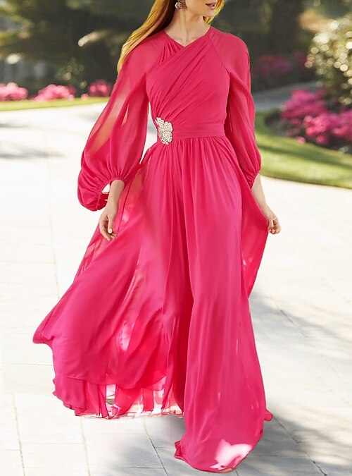 slim fit dress slacks Chiffon Dress Pink Elegant Ladies Flroal Print Split Beach Holiday Long Maxi Dresses for Women Summer Clothes New Arrival 2021 Pink / XL main image 1
