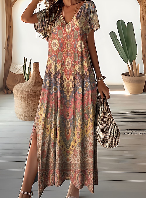 Luxe Ethnic Ombre Print Creme Maxi Dress – Yuluosha