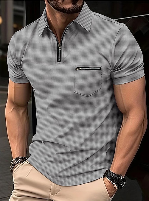 Men's Waffle Polo Shirts Polo Shirts Outdoor Sports Lapel Quarter - Main Image