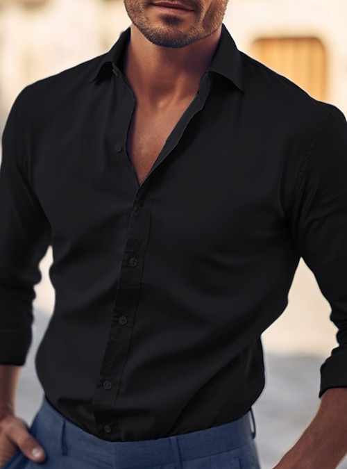 Men's Casual Long Sleeve Dress Shirt Regular Fit Business Button Down Shirts