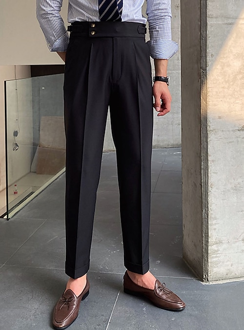 Retro Men's Gurkha Pants Suit Casual Business Trousers Formal Loose High  Waist | eBay