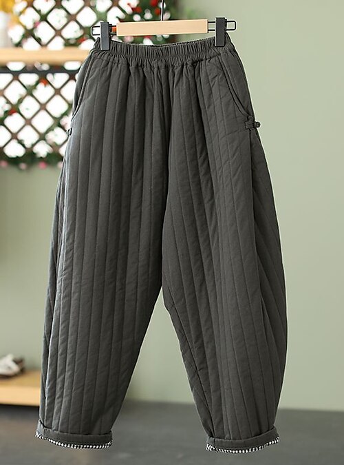 Women's Slacks Down Pants Baggy Full Length Baggy Micro-elastic