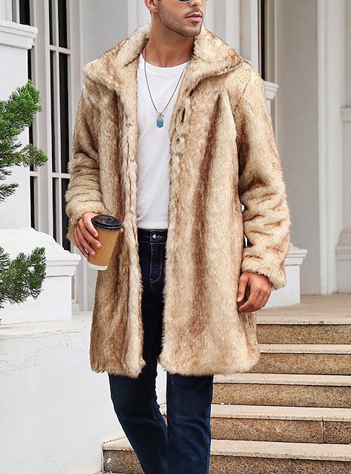 Faux Fur Cappotto Con Bavero Uomo Per Uomo Cappotto Invernale