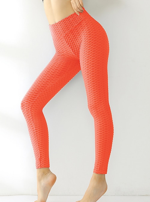Yoga pants Women Honeycomb Anti Cellulite Leggings High Waist Yoga Pants  Bubble Textured Scrunch Ruched Butt Lift Running Tights Plus Size