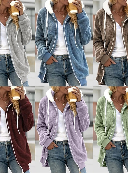 Women s Fleece Sherpa Jacket Teddy Coat Fuzzy Winter Coat Thermal