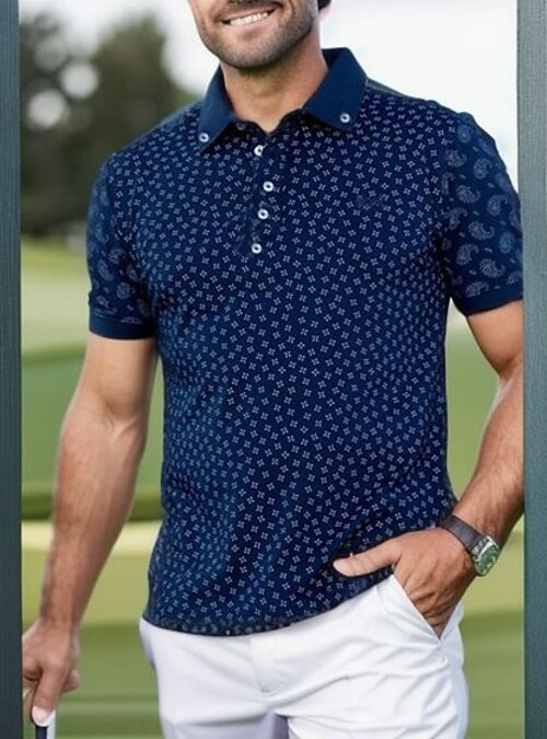Men's Polo Shirt Golf Shirt Button Up Polo Breathable Quick Dry