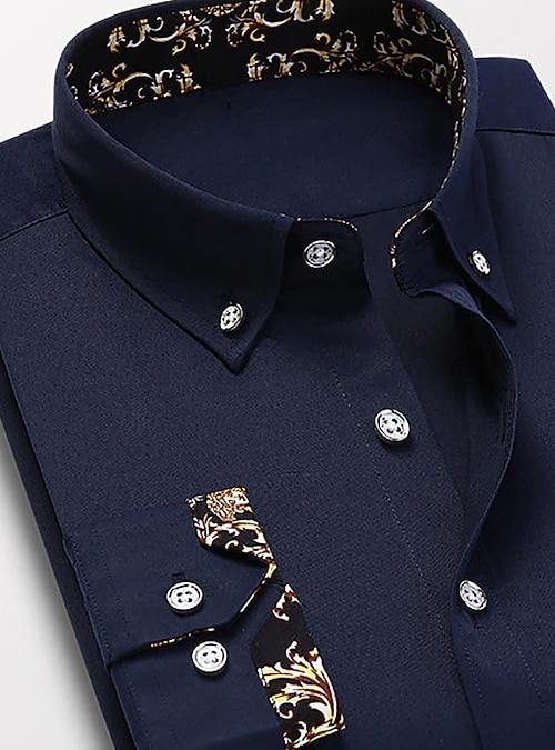 green emerald velvet dress Fall Leaf Men Button Up Shirt, Brown Autumn Long Sleeve Print Buttoned Down Collar Male Guys Casual Dress Shirt Chest Pocket Collared L