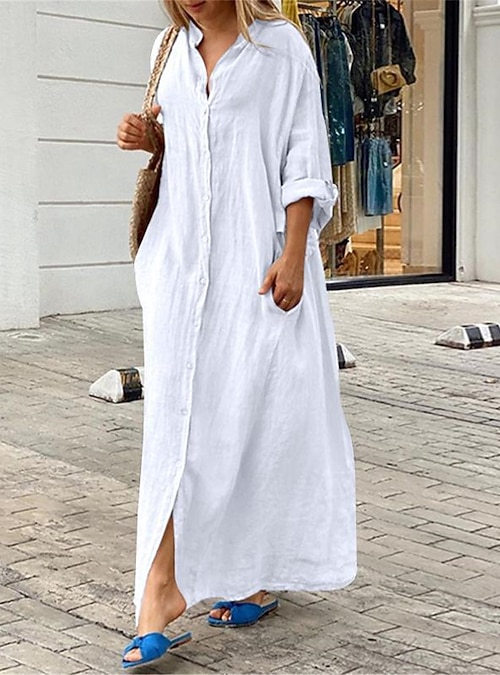 knee length dresses for ladies Coastal Linen Shirt Dress main image 1