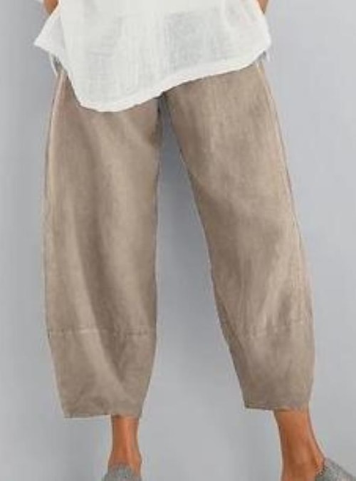 Women's Chinos Capri shorts Baggy Solid Color Pocket Baggy Calf