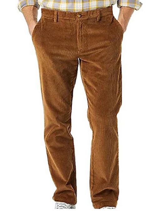Men's Dress Pants Corduroy Pants Winter Pants Trousers Suit Pants Pocket  Plain Comfort Breathable Outdoor Daily Going out Fashion Casual Dark Brown  Black 2026