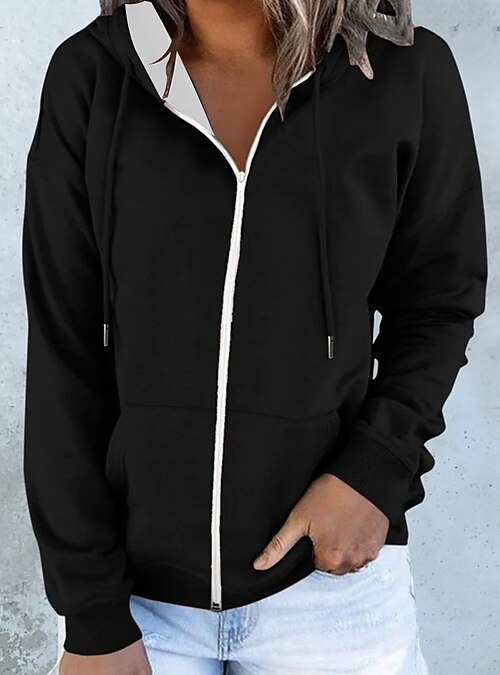 Sweat à Capuche Zippé Femme Oversize - Coton Doux, Poches, Coupe Décontractée - Pour Automne Hiver, Sport, Quotidien