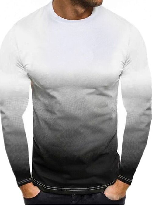 thumbnail image 2 of Men's Fashion Colorblock Long Sleeve T-Shirt – Red & Black, Retro Sports Graphic, Knit Polyester – S To 2XL 2 of 6