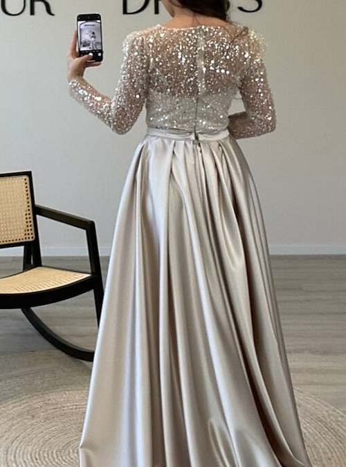 Plus Size Prom Dresses Long Sleeve Beaded Pearls Mermaid Evening Gowns With  Overskirt