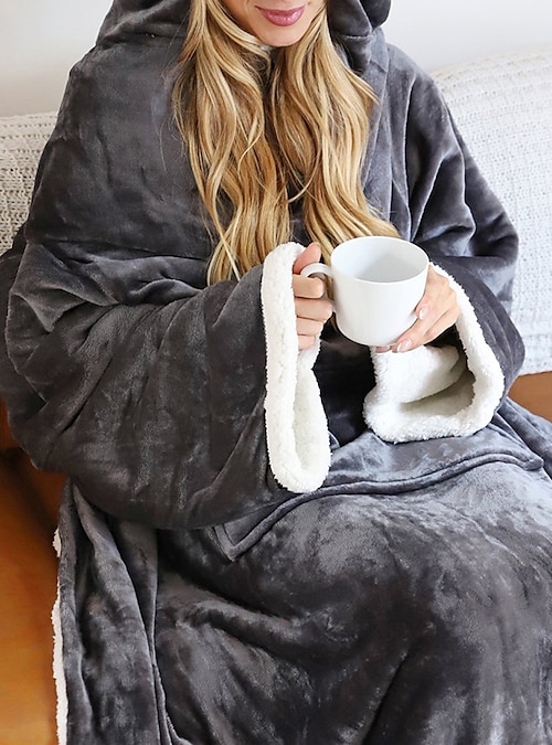 plaid da donna indossabile coperta con cappuccio coperta pigiama