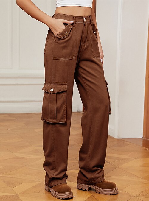 Women's Cargo Khaki Pants Trousers Full Length Fashion Streetwear Street  Daily Black Brown S M Fall Winter 2024 - $44.99