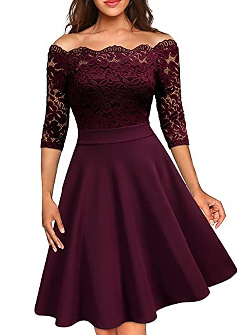 off shoulder lace dresses Off The Shoulder Lace Satin A-Line Gown