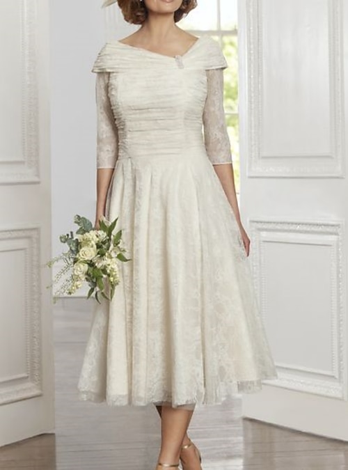 chinese dress ladies Lace Midi Dress, Cream Medium