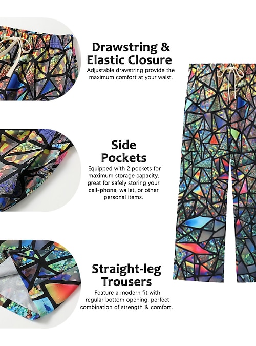 【COLOR iN ID】Kalri color matching summer pants Men's Trousers Summer Pants Beach Pants Drawstring Elastic