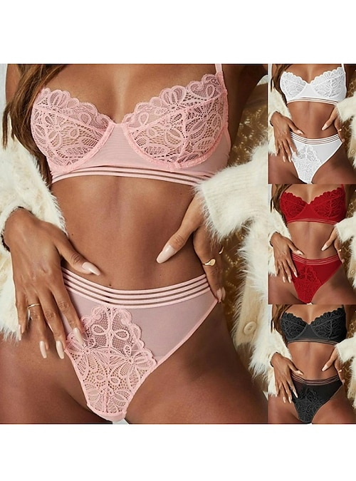 Women'S New Sexy Underwear Night See-Through Lace Erotic Sexy Home Bra Set  2024 - $11.99