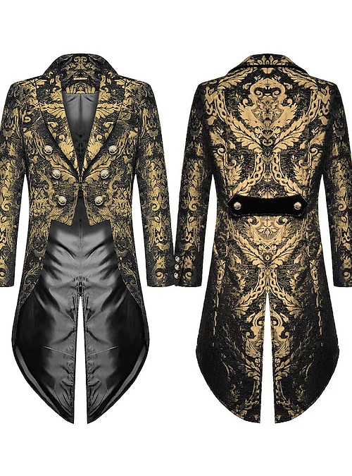 Men's Casual Blazer Black Gold Vampire Gothic Plus Size Jacket Showman  Tuxedo Tailcoat Dress Frock Coat Steampunk Victorian 2026 - $71.99