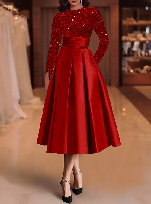 A-Lijn Pailletten Cocktail Jurken Elegante Jurk Bruiloft Gast Thee