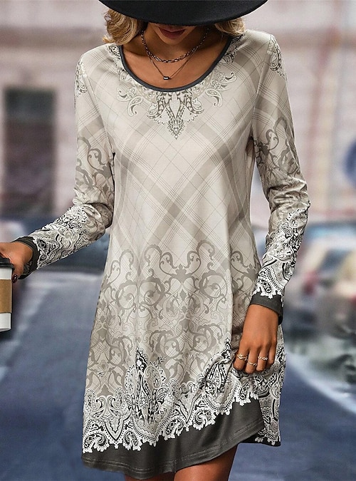 Tenue d contract e Robe casual Robe d hiver Femme Floral Imprimer