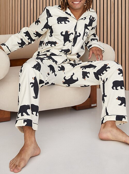 Pijama una pieza de algodón con pie, diseño animales