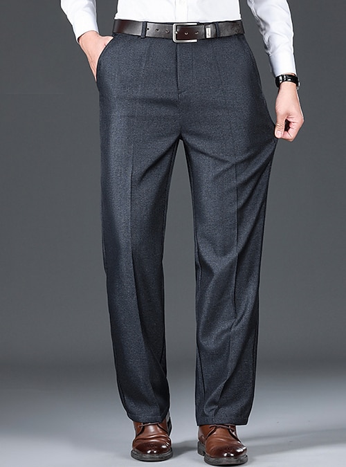 dusty blue mens dress pants Men's Linen-Look Chambray Blue Suit Pants, 36 Short