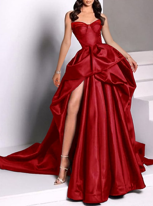 Aesthetic Red Long Elegant Dress Prom Dress Red Lace Backless Dress  Burgundy Floral Dress Shop On