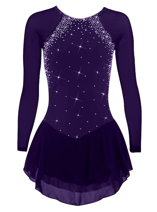Figure Skating Dress Women's Girls' Ice Skating Dress Violet Black White Open Back Mesh Spandex High Elasticity Training Competition Skating Wear Classic Crystal / Rhinestone Long Sleeve Ice Skating 2026 - CAD $211.99 Figure Skating Dress Women's Girls' Ice Skating Dress Violet Black White Open Back Mesh Spandex High Elasticity Training Competition Skating Wear Classic Crystal / Rhinestone Long Sleeve Ice Skating 2026 - CAD $211.99