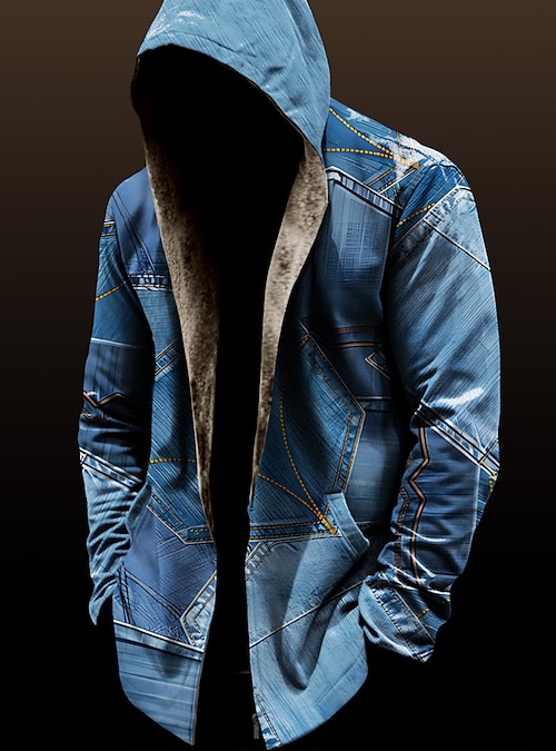 Per uomo Color Block A quadri Cappotto invernale Giacca in pile