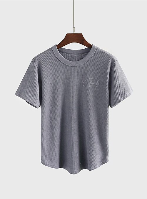 Men's Waffle Tee T Shirt Waffle Knit Tee Tee Top Short