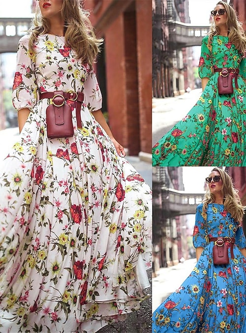 ETCYY - Vestidos De Verano Para Mujer 2024 Con Estampado Floral Bohemio, Cuello Redondo, Sin Mangas, Con Bolsillos, Flower67, M